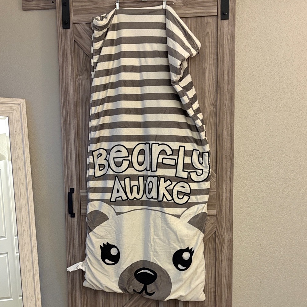 Justice Gray and White Bear-Ly Awake Sleeping Bag